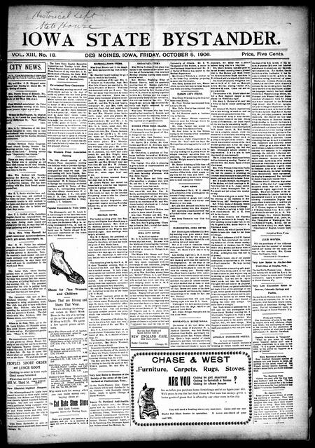 Iowa state bystander. volume 13, number 18, October 05, 1906