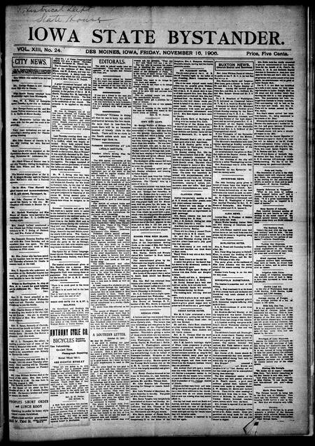 Iowa state bystander. volume 13, number 24, November 16, 1906