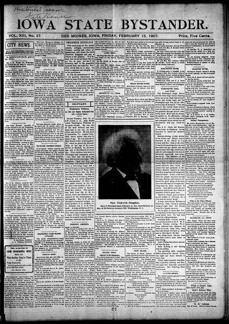 Iowa state bystander. volume 13, number 37, February 15, 1907