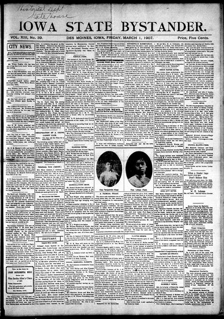 Iowa state bystander. volume 13, number 39, March 01, 1907