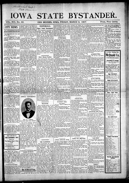 Iowa state bystander. volume 13, number 40, March 08, 1907