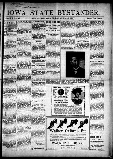 Iowa state bystander. volume 13, number 47, April 26, 1907
