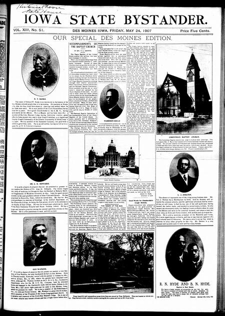 Iowa state bystander. volume 13, number 51, May 24, 1907
