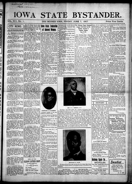 Iowa state bystander. volume 14, number 01, June 07, 1907