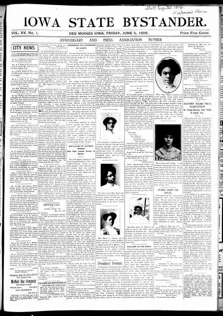 Iowa state bystander. volume 15, number 01, June 05, 1908