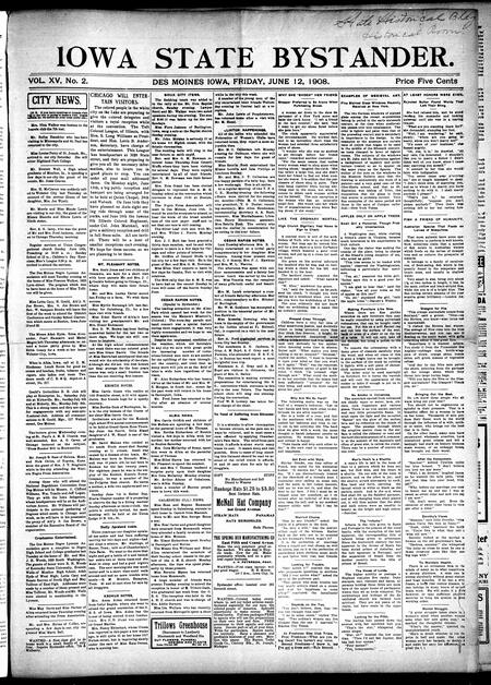 Iowa state bystander. volume 15, number 02, June 12, 1908