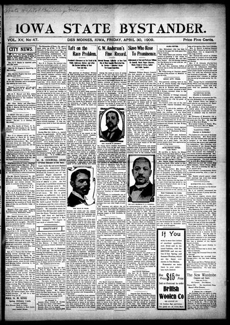 Iowa state bystander. volume 15, number 47, April 30, 1909