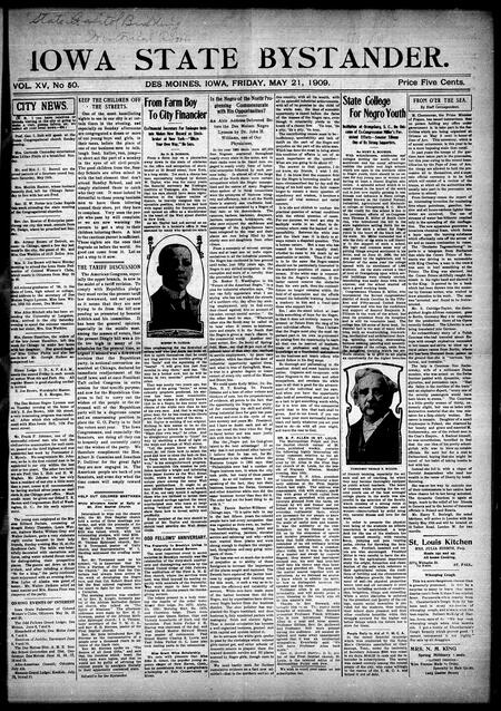 Iowa state bystander. volume 15, number 50, May 21, 1909