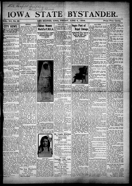 Iowa state bystander. volume 15, number 52, June 04, 1909