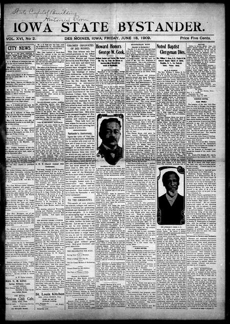Iowa state bystander. volume 16, number 02, June 18, 1909