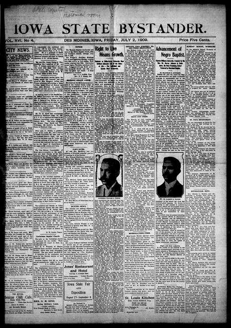 Iowa state bystander. volume 16, number 04, July 02, 1909