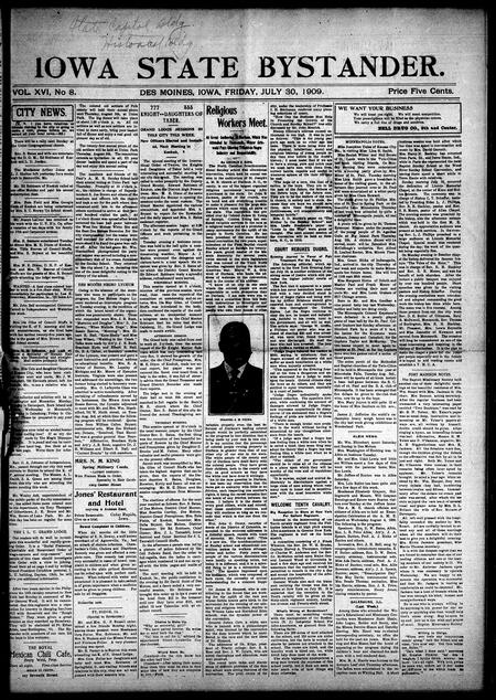Iowa state bystander. volume 16, number 08, July 30, 1909