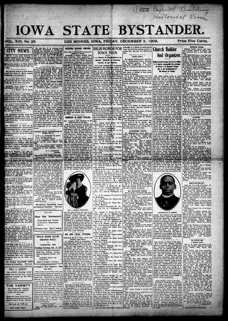 Iowa state bystander. volume 16, number 26, December 03, 1909