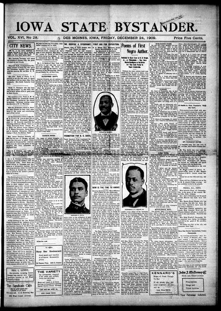 Iowa state bystander. volume 16, number 28, December 24, 1909