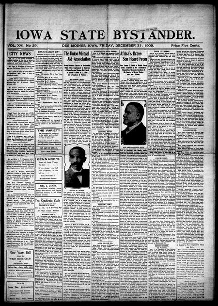 Iowa state bystander. volume 16, number 29, December 31, 1909