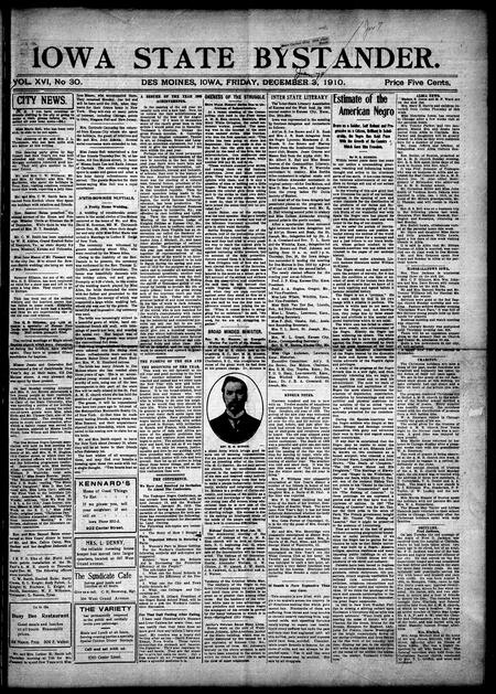 Iowa state bystander. volume 16, issue 30, January 07, 1910