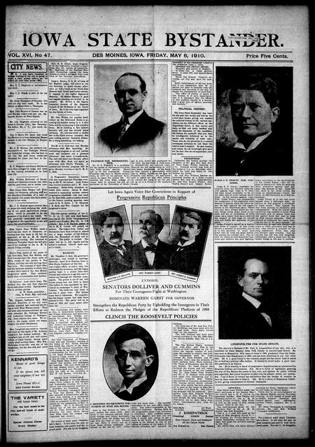 Iowa state bystander. volume 16, issue 47, May 06, 1910