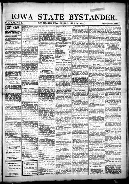 Iowa state bystander. volume 17, issue 02, June 24, 1910