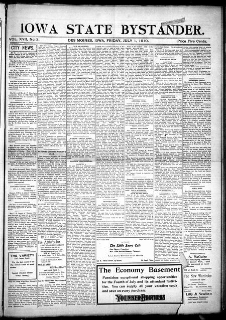 Iowa state bystander. volume 17, issue 03, July 01, 1910