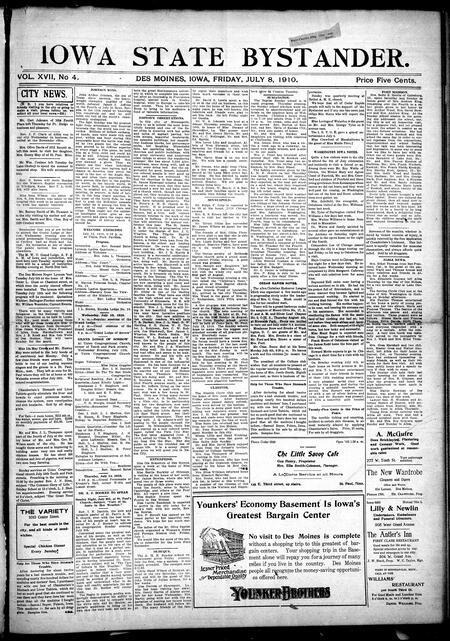 Iowa state bystander. volume 17, issue 04, July 08, 1910