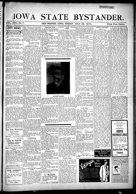 Iowa state bystander. volume 17, issue 07, July 29, 1910