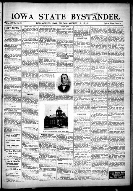 Iowa state bystander. volume 17, issue 09, August 12, 1910