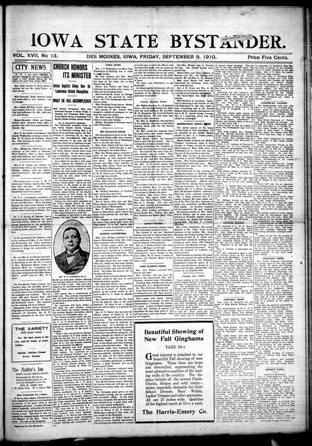 Iowa state bystander. volume 17, issue 13, September 09, 1910