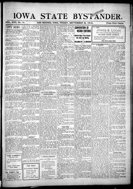 Iowa state bystander. volume 17, issue 14, September 16, 1910