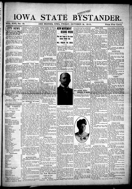Iowa state bystander. volume 17, issue 18, October 14, 1910