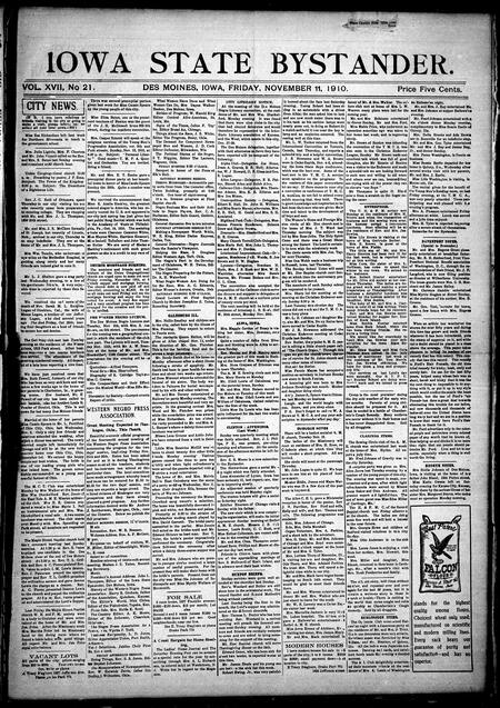 Iowa state bystander. volume 17, issue 21, November 11, 1910