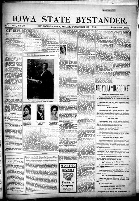 Iowa state bystander. volume 17, issue 28, December 30, 1910