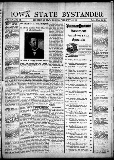 Iowa state bystander. volume 17, issue 36, February 24, 1911