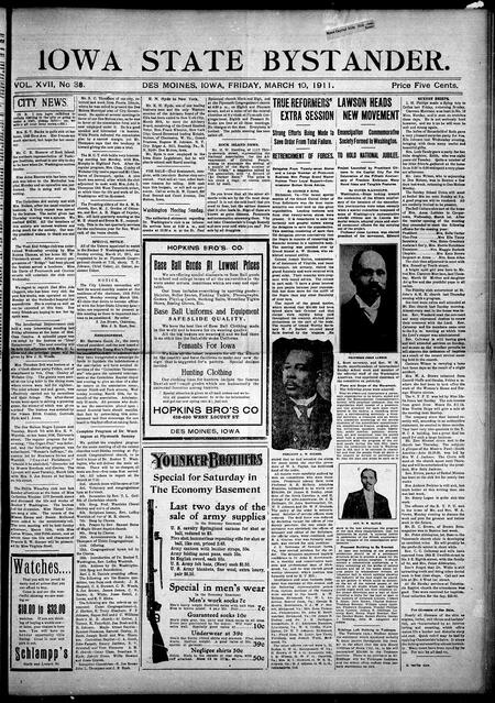 Iowa state bystander. volume 17, issue 38, March 10, 1911