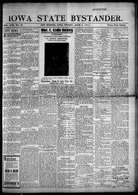 Iowa state bystander. volume 17, issue 51, June 02, 1911