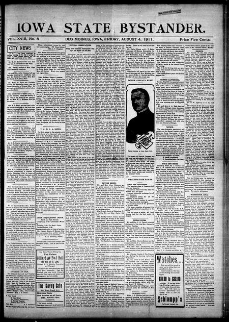 Iowa state bystander. volume 18, issue 08, August 04, 1911