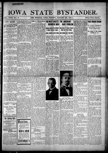 Iowa state bystander. volume 18, issue 11, August 25, 1911