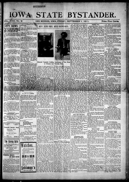 Iowa state bystander. volume 18, issue 12, September 01, 1911