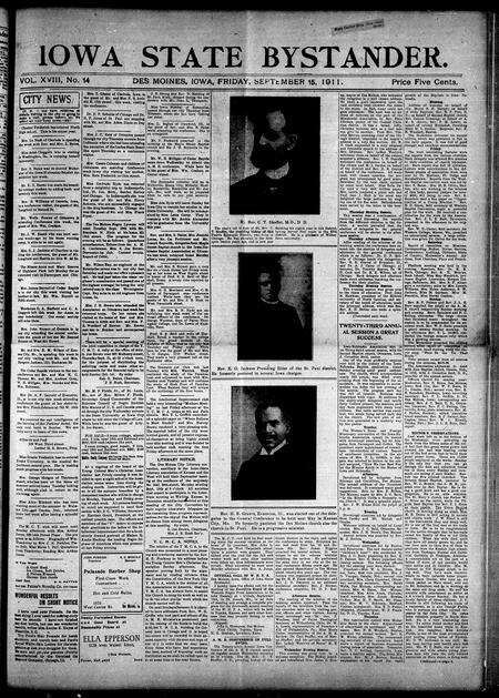 Iowa state bystander. volume 18, issue 14, September 15, 1911