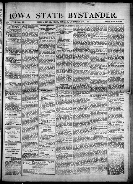 Iowa state bystander. volume 18, issue 20, October 27, 1911