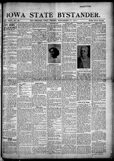 Iowa state bystander. volume 18, issue 23, November 17, 1911