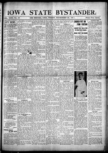 Iowa state bystander. volume 18, issue 24, November 24, 1911