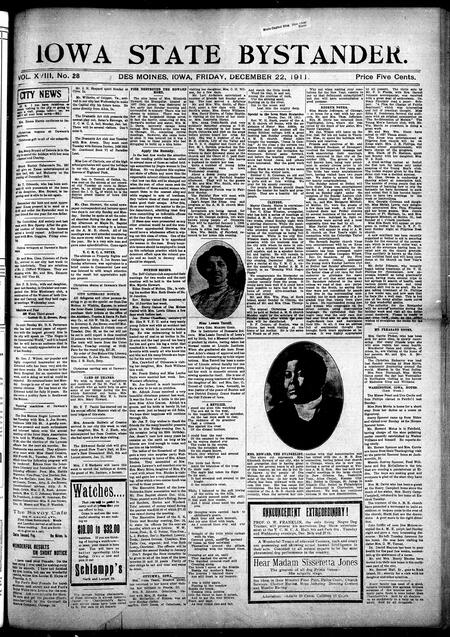 Iowa state bystander. volume 18, issue 28, December 22, 1911