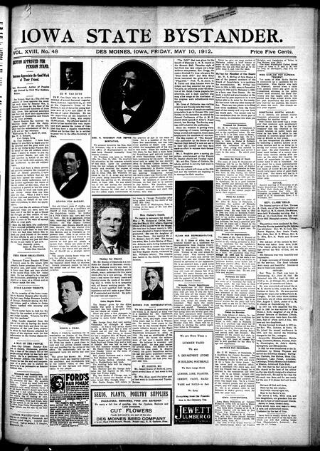 Iowa state bystander. volume 18, issue 48, May 10, 1912