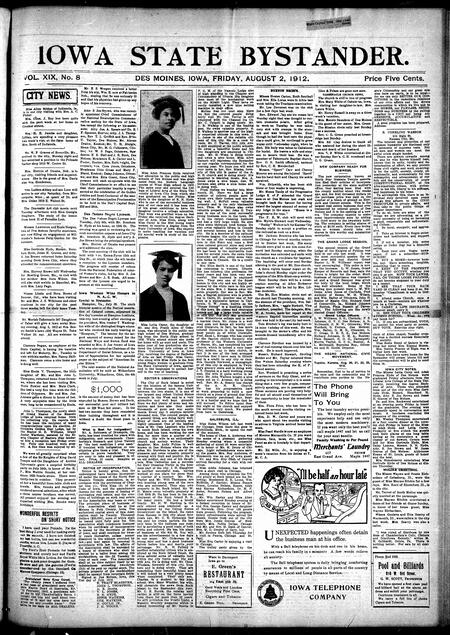 Iowa state bystander. volume 19, issue 8, August 02, 1912