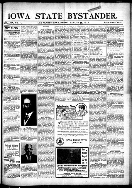 Iowa state bystander. volume 19, issue 10, August 16, 1912