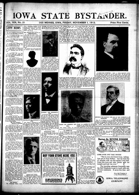 Iowa state bystander. volume 19, issue 21, November 01, 1912