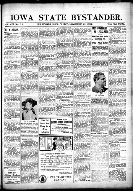 Iowa state bystander. volume 19, issue 25, November 29, 1912