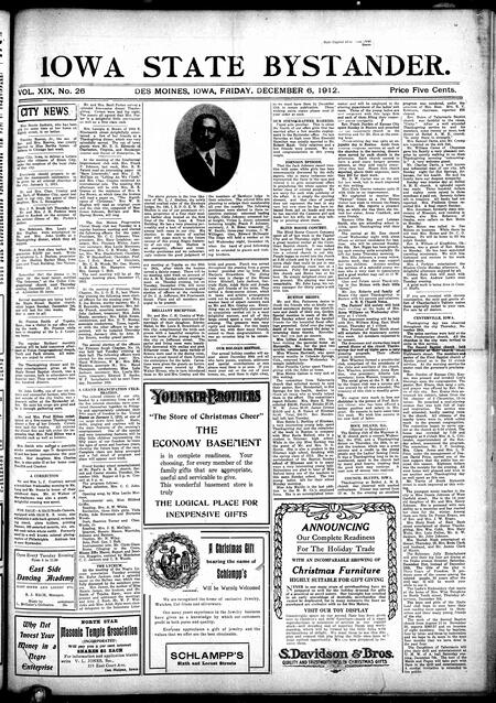Iowa state bystander. volume 19, issue 26, December 06, 1912