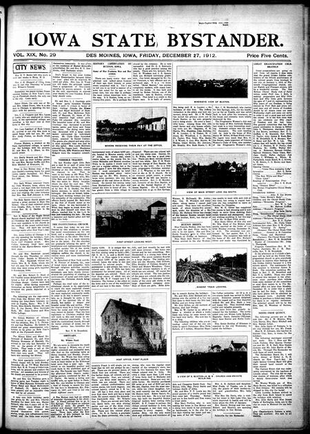 Iowa state bystander. volume 19, issue 29, December 27, 1912