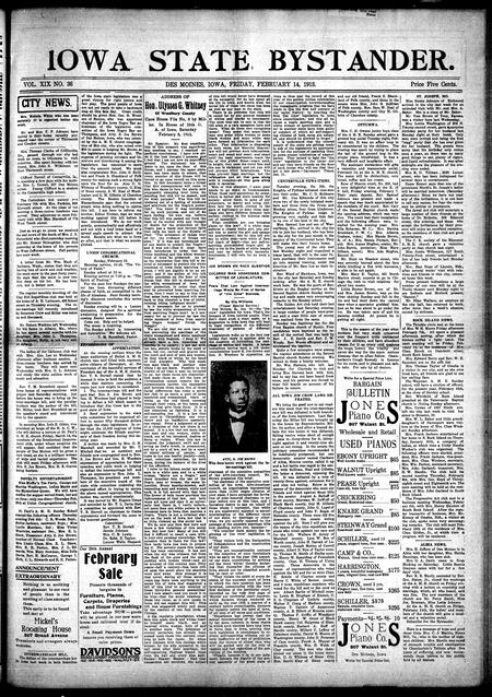 Iowa state bystander. volume 19, number 36, February 14, 1913